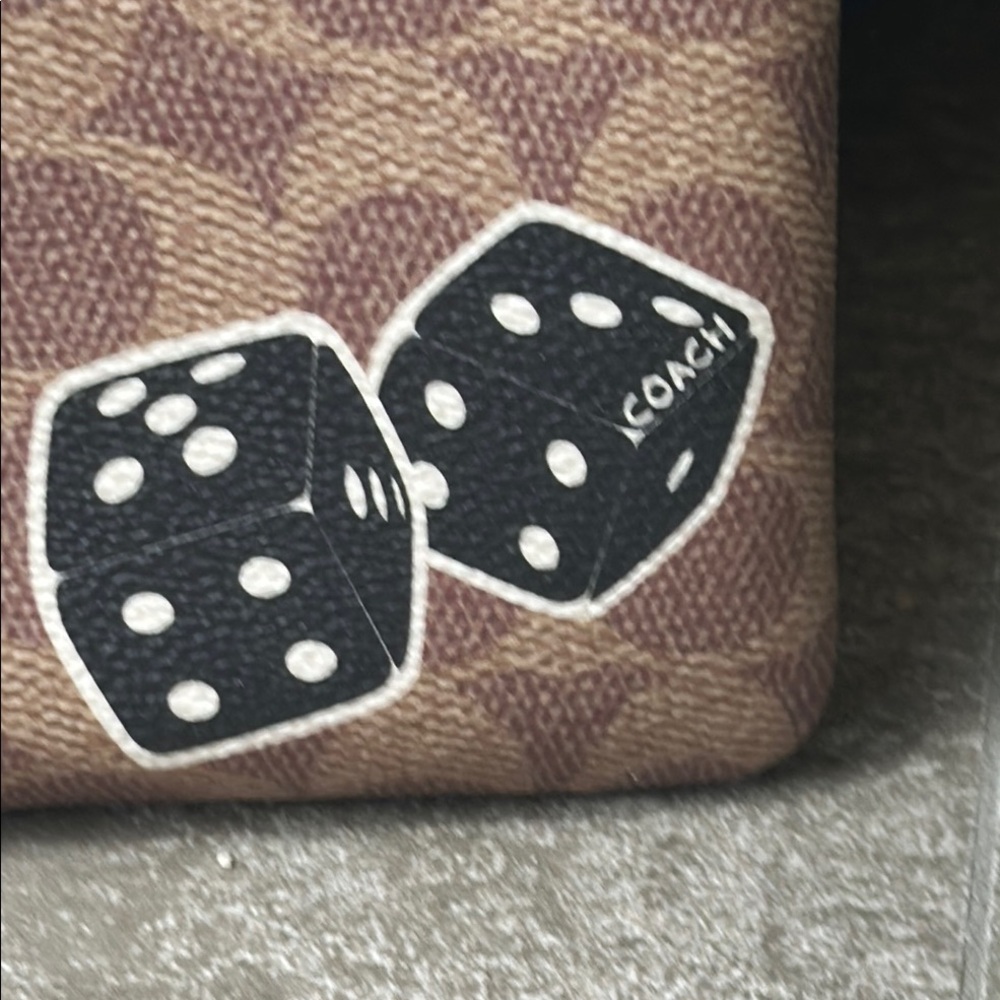 Coach Brown Wristlet with Dinosaur and Strawberry Patches - Picture 9 of 13